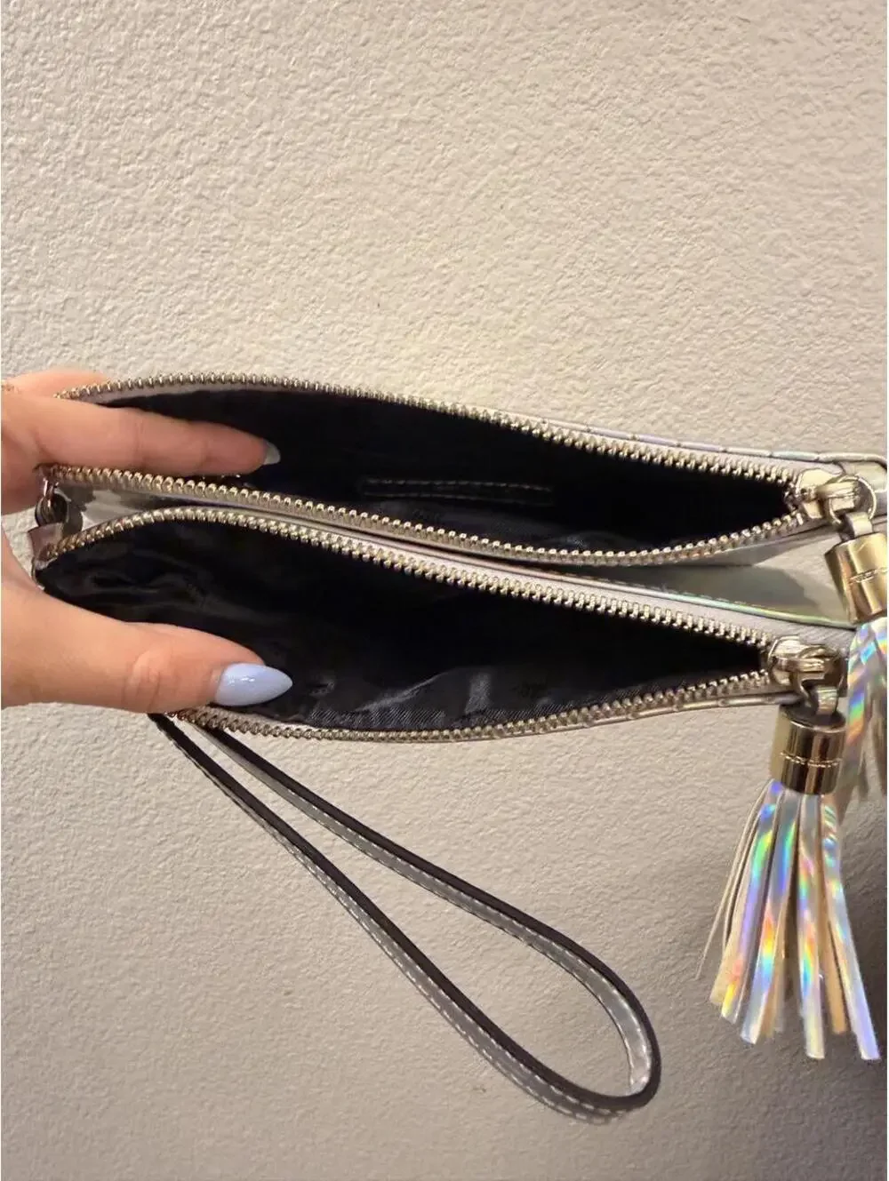 Juicy Couture Silver Holographic Wristlet